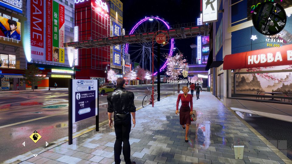 Walking the neon district at night
