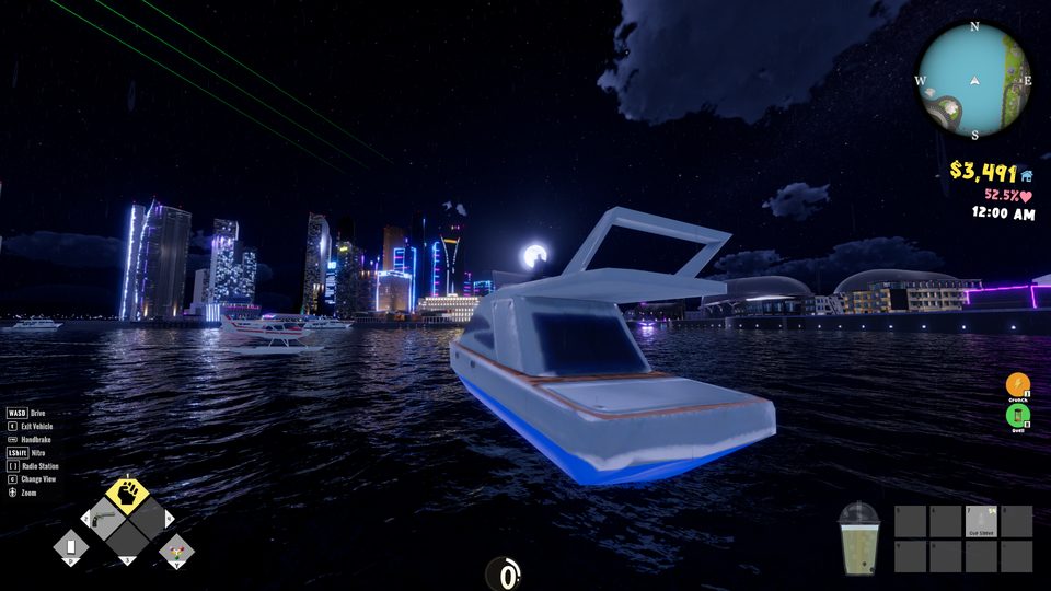 Out on the water at night