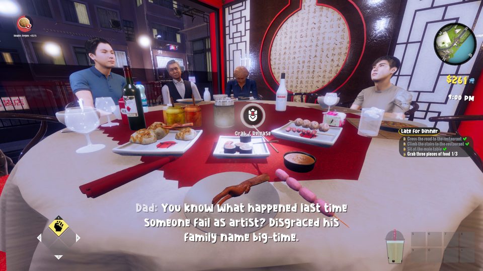 The chopstick game: pick up three pieces of food while Dad critiques your grip