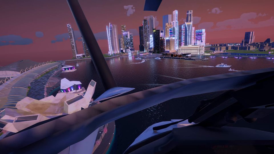 Dawn flight over the skyline